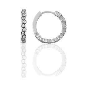 Söğütlü Silver Gümüş Rodyumlu 17 mm Zirkon Sıra Taşlı Halka Küpe