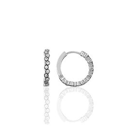 Söğütlü Silver Gümüş Rodyumlu 17 mm Zirkon Sıra Taşlı Halka Küpe