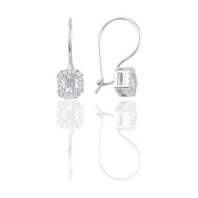 Söğütlü Silver Gümüş Rodyumlu Baget Taşlı Kare Küpe