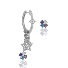 Söğütlü Silver Gümüş Rodyumlu Mineli Yonca Küpe