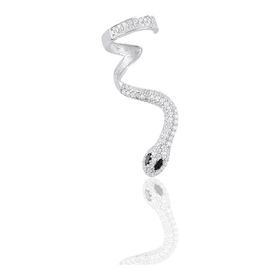 Söğütlü Silver Gümüş Rodyumlu Onix ve Zirkon Taşlı Kıkırdak Yılan Küpe