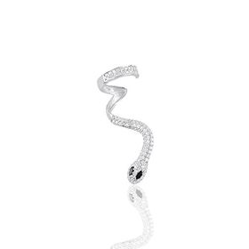 Söğütlü Silver Gümüş Rodyumlu Onix ve Zirkon Taşlı Kıkırdak Yılan Küpe