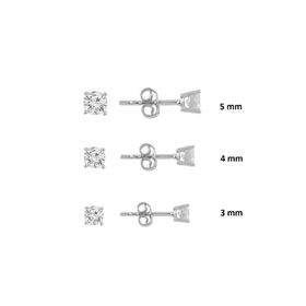 Söğütlü Silver Gümüş Rodyumlu Pırlanta Montürlü 3 Boy Mini Tektaş Küpe
