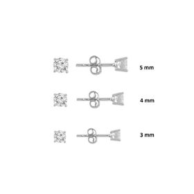 Söğütlü Silver Gümüş Rodyumlu Pırlanta Montürlü 3 Boy Mini Tektaş Küpe