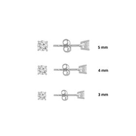Söğütlü Silver Gümüş Rodyumlu Pırlanta Montürlü 3 Boy Mini Tektaş Küpe