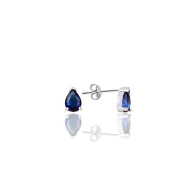 Söğütlü Silver Gümüş Rodyumlu Safir Taşlı Damla Küpe