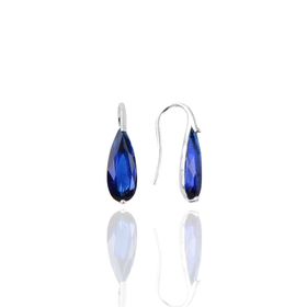 Söğütlü Silver Gümüş Rodyumlu Safir Taşlı Damla Küpe