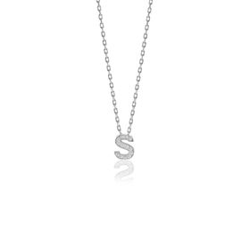 Söğütlü Silver Gümüş Rodyumlu Üç Boyutlu Minimal S Gümüş Harf Kolye