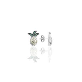 Söğütlü Silver Gümüş Rodyumlu Zirkon Taşlı Ananas Küpe