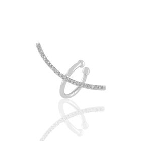 Söğütlü Silver Gümüş Rodyumlu Zirkon Taşlı Hilal Kıkırdak Küpe