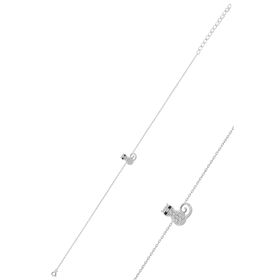 Söğütlü Silver Gümüş Rodyumlu Zirkon Taşlı Kedi Küpe