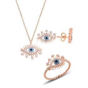 Söğütlü Silver Gümüş Rodyumlu Zirkon Taşlı Lareyn Kolye Küpe ve Yüzük