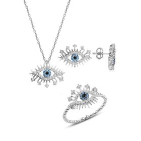 Söğütlü Silver Gümüş Rodyumlu Zirkon Taşlı Lareyn Kolye Küpe ve Yüzük