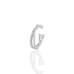 Söğütlü Silver Gümüş Rodyumlu Zirkon Taşlı Sıkıştırmalı Kıkırdak Küpe