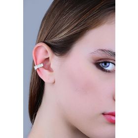 Söğütlü Silver Gümüş Rodyumlu Zirkon Taşlı Sıkıştırmalı Kıkırdak Küpe