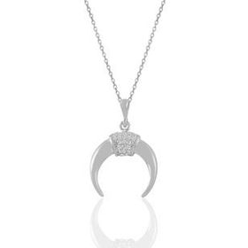 Söğütlü Silver Gümüş Rodyumlu Zirkon Taşlı Ters Hilal Kolye Küpe