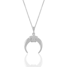 Söğütlü Silver Gümüş Rodyumlu Zirkon Taşlı Ters Hilal Kolye Küpe