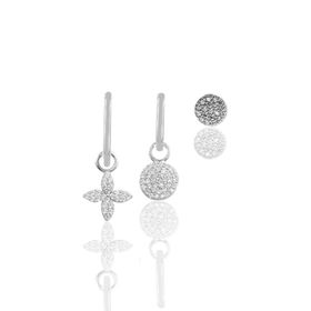 Söğütlü Silver Gümüş Rodyumlu Zirkon Taşlı Yıldızlar Kombin Üçlü Küpe Set