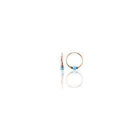 Söğütlü Silver Gümüş Rose 12 mm Mini Turkuaz Taşlı Halka Küpe