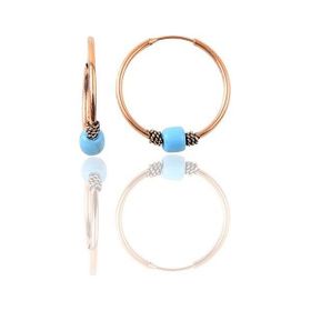 Söğütlü Silver Gümüş Rose 12 mm Mini Turkuaz Taşlı Halka Küpe