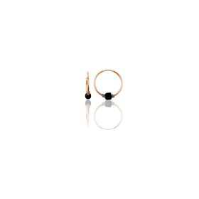 Söğütlü Silver Gümüş Rose 14 mm Siyah Taşlı Halka Küpe