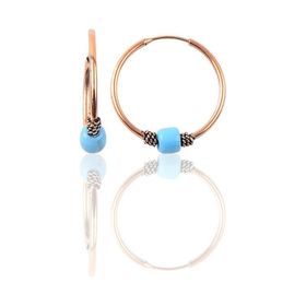 Söğütlü Silver Gümüş Rose 17 mm Turkuaz Taşlı Halka Küpe