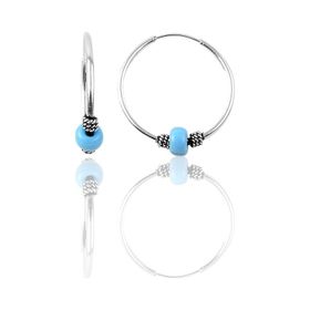 Söğütlü Silver Gümüş Rose 17 mm Turkuaz Taşlı Halka Küpe
