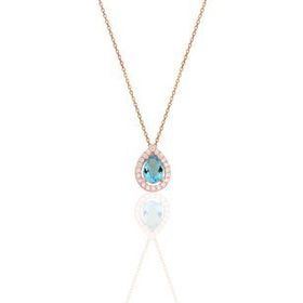Söğütlü Silver Gümüş Rose Akuamarin Taşlı Damla Kolye ve Küpe