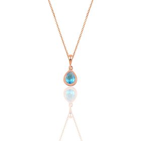 Söğütlü Silver Gümüş Rose Akuamarin Taşlı Damla Kolye ve Küpe