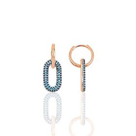 Söğütlü Silver Gümüş Rose Akuamarin Taşlı Handy Küpe