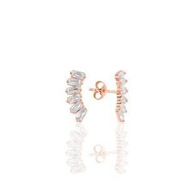Söğütlü Silver Gümüş Rose Altı Baget Taşlı Küpe