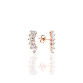 Söğütlü Silver Gümüş Rose Altı Baget Taşlı Küpe