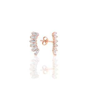Söğütlü Silver Gümüş Rose Altı Baget Taşlı Küpe