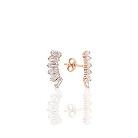 Söğütlü Silver Gümüş Rose Altı Baget Taşlı Küpe
