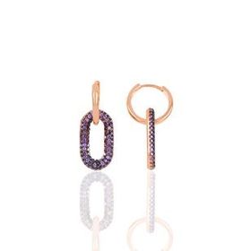 Söğütlü Silver Gümüş Rose Ametis Taşlı Handy Küpe