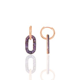 Söğütlü Silver Gümüş Rose Ametis Taşlı Handy Küpe