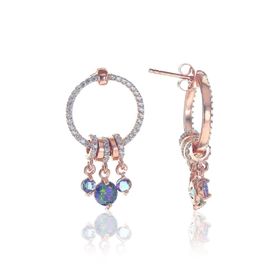Söğütlü Silver Gümüş Rose Ametis Taşlı Sallantılı Ring Küpe