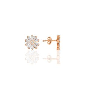 Söğütlü Silver Gümüş Rose Baget Kesim Zirkon Taşlı Papatya Küpe