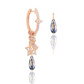 Söğütlü Silver Gümüş Rose Damla Mavi Mistik Taşlı Şans Küpe