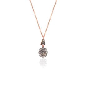 Söğütlü Silver Gümüş Rose Elmas Montürlü Kolye