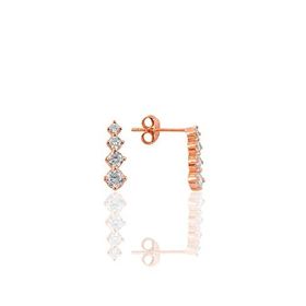 Söğütlü Silver Gümüş Rose Elmas Zirkon Taşlı Çivili Işıltı Küpe