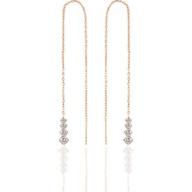 Söğütlü Silver Gümüş Rose Işıltılı Gümüş Zincir Küpe