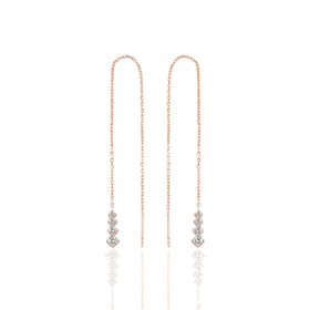 Söğütlü Silver Gümüş Rose Işıltılı Gümüş Zincir Küpe