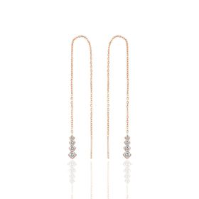 Söğütlü Silver Gümüş Rose Işıltılı Gümüş Zincir Küpe