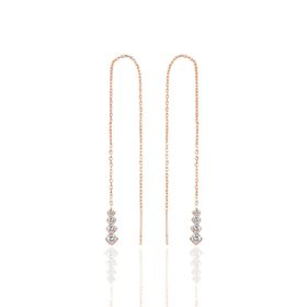 Söğütlü Silver Gümüş Rose Işıltılı Gümüş Zincir Küpe