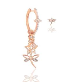 Söğütlü Silver Gümüş Rose Kırmızı Mineli Zirkon Taşlı Yusufçuk Küpe