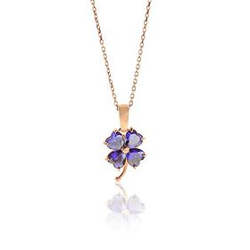 Söğütlü Silver Gümüş Rose Mavi Mistik Taşlı Yonca Kolye