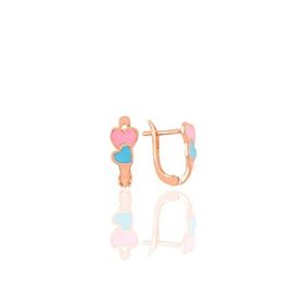 Söğütlü Silver Gümüş Rose Mavi ve Pembe Mineli Birleşen Kalpler Küpe
