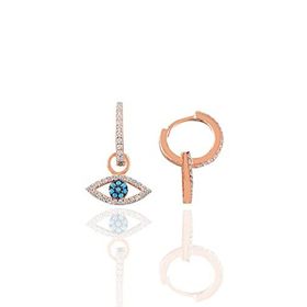 Söğütlü Silver Gümüş Rose Mekik Göz Turkuaz Taşlı Halka Küpe