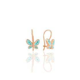Söğütlü Silver Gümüş Rose Mint Yeşili Mineli Çengelli Gümüş Kelebek Küpe